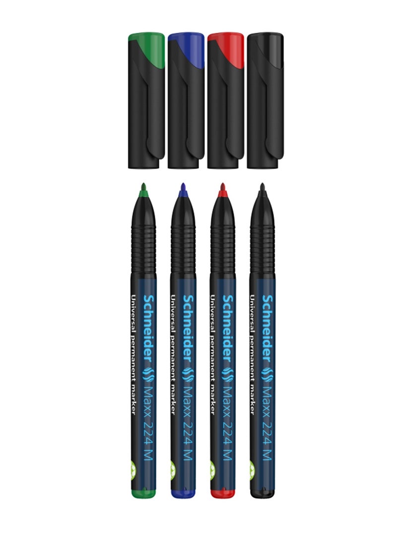 Schneider 4-Piece Maxx 224M Universal Permanent Marker 1.0mm Round Tip Multicolour - Image 2