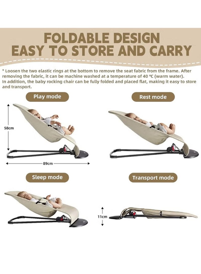بوراداي كرسي توازن محمول للأطفال حديثي الولادة، كرسي هزاز محمول مع نسيج شبكي، اهتزازات مهدئة للأطفال من سن 0 إلى 6 أشهر - Image 4