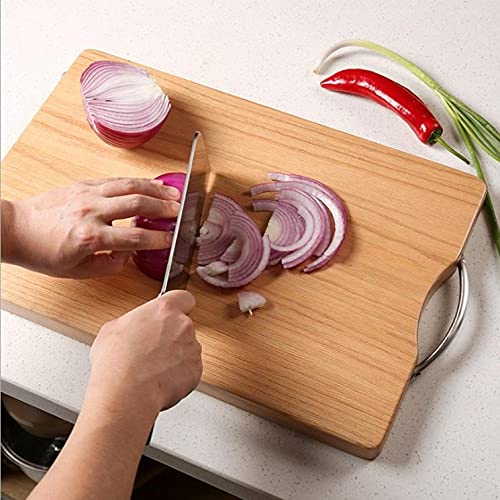 Nightstar Big Wooden Square NonSlip Vegetable Fruit Meat Cutting Slicing Chopping Board with Stainless Steel Handle Brown1 Pcs - Image 1