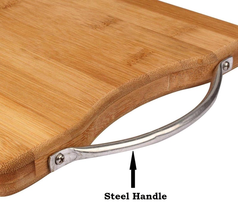Nightstar Big Wooden Square NonSlip Vegetable Fruit Meat Cutting Slicing Chopping Board with Stainless Steel Handle Brown1 Pcs - Image 4