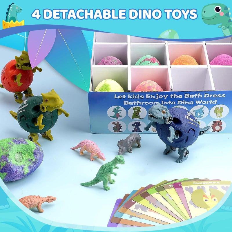 STARYAR Bath Bombs for Kids with Surprise Toys Inside - 16 Pack Organic Dinosaur Bath Bombs Gift Set, Dinosaur Toys for Kid 3 4 5 6 7 8 9 Years, Easter Gifts for Kids, Easter Basket Stuffers, Bubble Bath Toys - Image 4