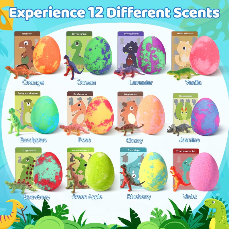 STARYAR Bath Bombs for Kids with Surprise Toys Inside - 16 Pack Organic Dinosaur Bath Bombs Gift Set, Dinosaur Toys for Kid 3 4 5 6 7 8 9 Years, Easter Gifts for Kids, Easter Basket Stuffers, Bubble Bath Toys - Image 3