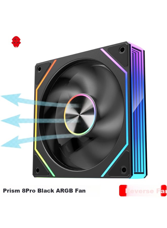 Play Jia Wanjia Prism 8pro Argb Black Reverse Fan 12cm Case Cooling Fan With Synced Rgb Lighting 5v 3-pin Argb Pwm Temperature-controlled Speed Adjustment - Image 1