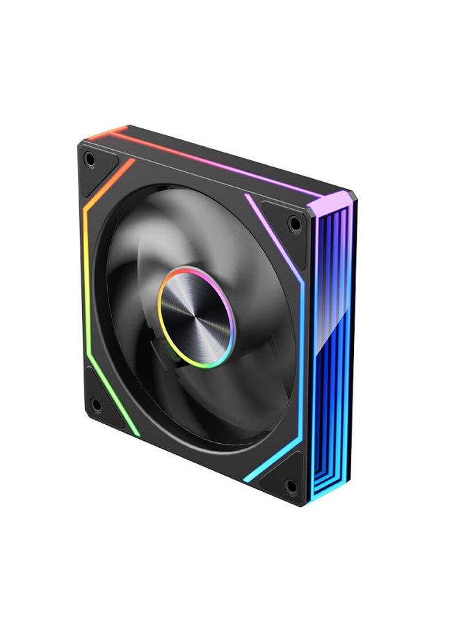 Play Jia Wanjia Prism 8pro Argb Black Reverse Fan 12cm Case Cooling Fan With Synced Rgb Lighting 5v 3-pin Argb Pwm Temperature-controlled Speed Adjustment - Image 4