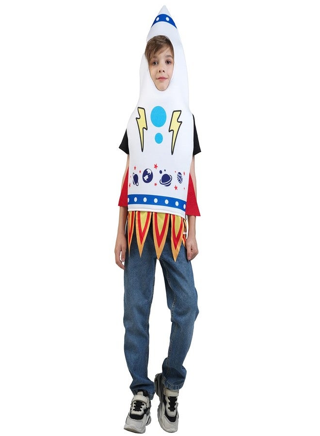 DSplay Kids Rocket Costume Rocketship Tunic Boy Girl Halloween Spaceship Costumes (8-14 Years Old) White - Image 2