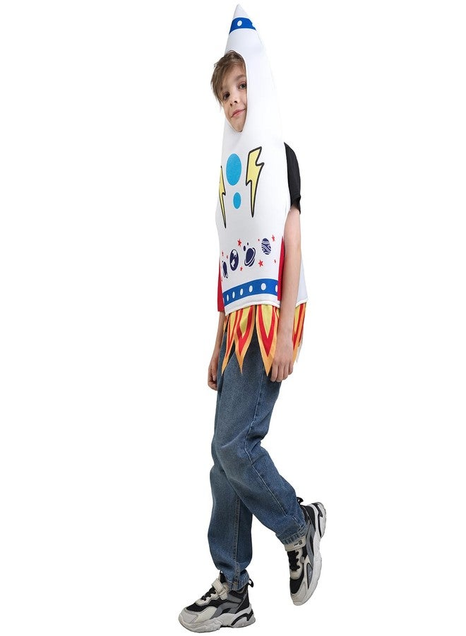 DSplay Kids Rocket Costume Rocketship Tunic Boy Girl Halloween Spaceship Costumes (8-14 Years Old) White - Image 4