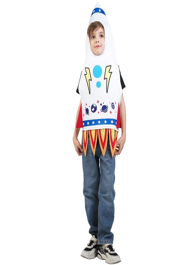 DSplay Kids Rocket Costume Rocketship Tunic Boy Girl Halloween Spaceship Costumes (8-14 Years Old) White - Image 3
