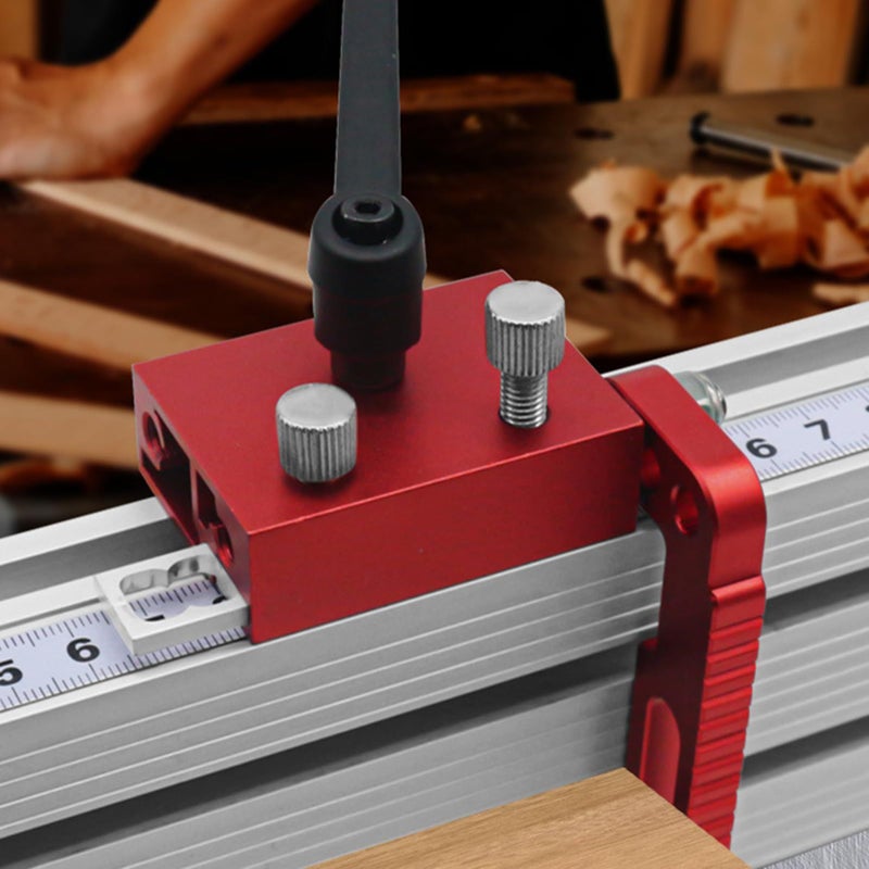 Red T Track Stop Block Adjustable Woodworking Limiter For Precision Cutting With Aluminum Alloy Fence Easy Setup Tool With Accurate Measurement Guide Secure Fit - Image 4