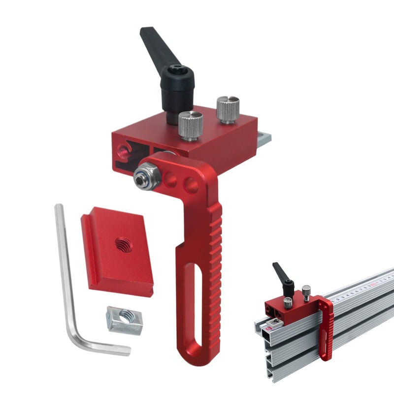 Red T Track Stop Block Adjustable Woodworking Limiter For Precision Cutting With Aluminum Alloy Fence Easy Setup Tool With Accurate Measurement Guide Secure Fit - Image 2