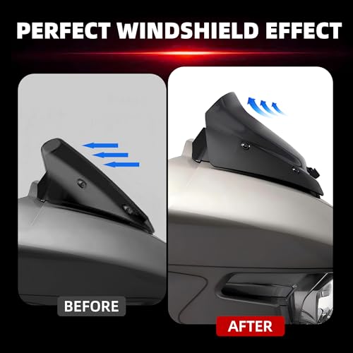 FATECIM 9" Wave Windshield Windscreen Air Deflector for Harley CVO Road Glide FLTRXSE 2023-up, CVO Road Glide ST FLTRXSTSE 2024-up, Road Glide FLTRX 2024-up Accessories (Smoke) - Image 4