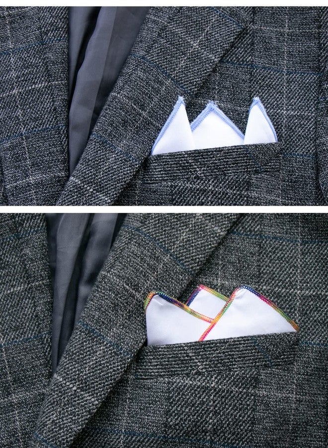 CoCoUSM Mens Solid Cotton White Black Pocket Square Hankies Assorted Pack - Image 5
