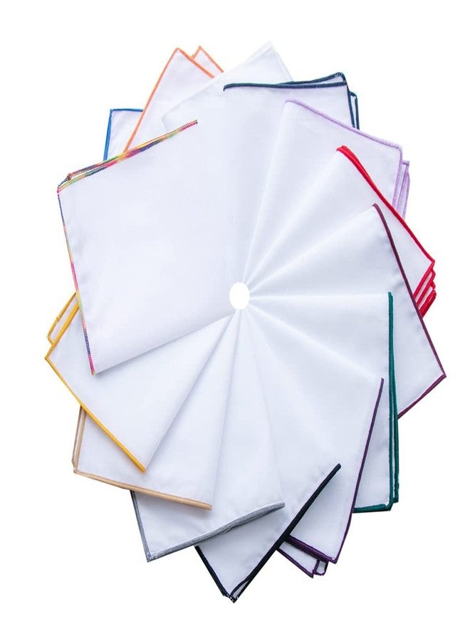 CoCoUSM Mens Solid Cotton White Black Pocket Square Hankies Assorted Pack - Image 2