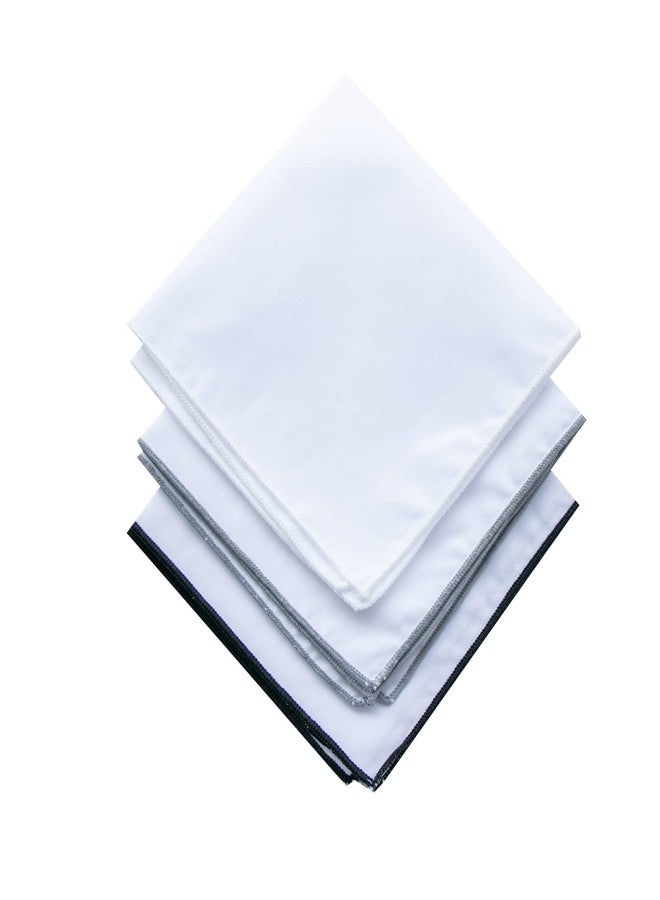 CoCoUSM Mens Solid Cotton White Black Pocket Square Hankies Assorted Pack - Image 3