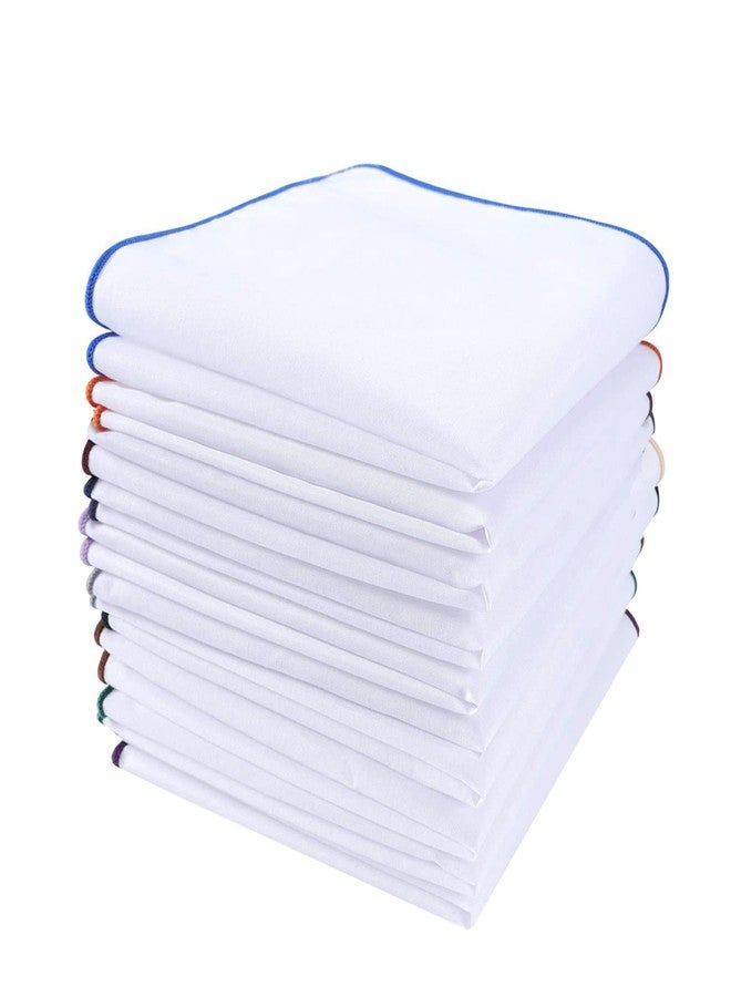 CoCoUSM Mens Solid Cotton White Black Pocket Square Hankies Assorted Pack - Image 1