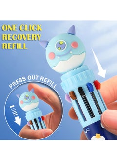 Excefore Multicolor Ballpoint Pen 0.5mm, 10-in-1  Colored Retractable Ballpoint Pens for Office School Supplies for Office School Supplies Students Children Gift, Kids Party Favors Pen (6 Count, Monsters)  - Image 5
