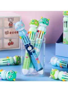 Excefore Multicolor Ballpoint Pen 0.5mm, 10-in-1  Colored Retractable Ballpoint Pens for Office School Supplies for Office School Supplies Students Children Gift, Kids Party Favors Pen (6 Count, Monsters)  - Image 2
