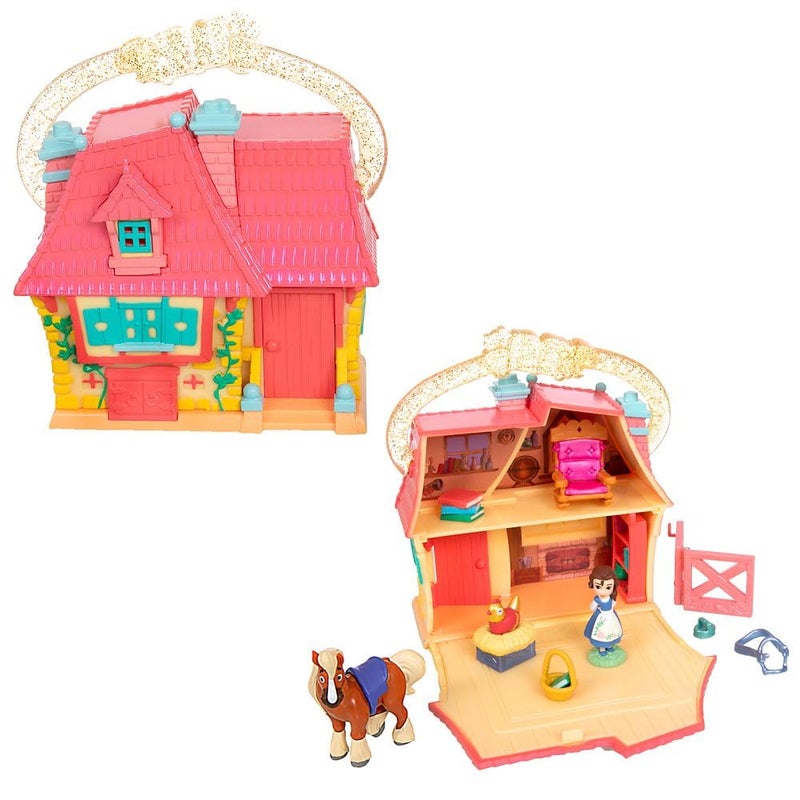 Disney Store Official Princess Micro Toy Set Beauty The Beast Set Includes Micro Figures of Belle Philippe her Cottage Portable Playset with Handle Perfect for Fans of Disney Princesses - Image 3