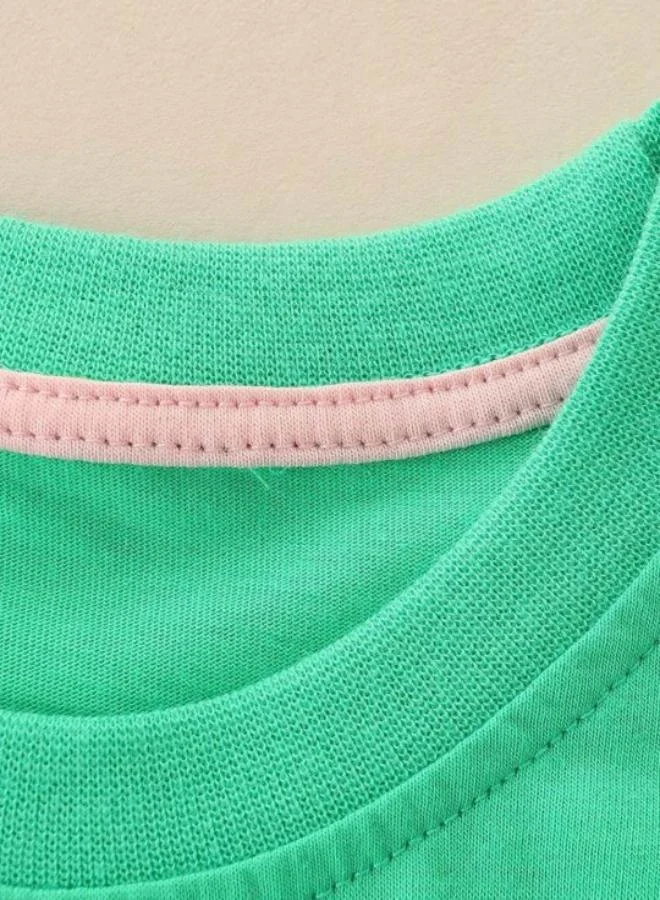 YUNIQEE Green Printed Short Sleeve Crew Neck T-Shirt