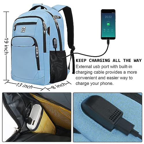 Volher Laptop Backpack,Business Travel Anti Theft Slim Durable Laptops Backpack with USB Charging Port,Water Resistant College Computer Bag for Women & Men Fits 15.6 Inch Laptop and Notebook-Pale Blue - Image 3