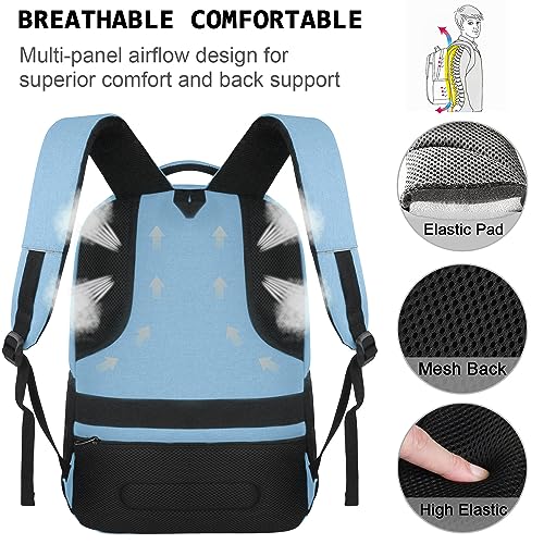 Volher Laptop Backpack,Business Travel Anti Theft Slim Durable Laptops Backpack with USB Charging Port,Water Resistant College Computer Bag for Women & Men Fits 15.6 Inch Laptop and Notebook-Pale Blue - Image 5
