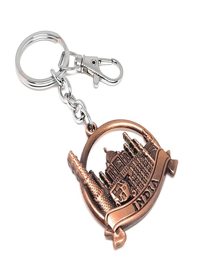 Aura Set Of 2 Double Sided Metal Souvenir Of India Taj Mahal Qutub Minar Hawa Mahal Char Minar Auto Rickshaw Gift Metal Keychain For Men Women Husband Wife Girl Boy Friend Bike Car Multi-Color - Image 3