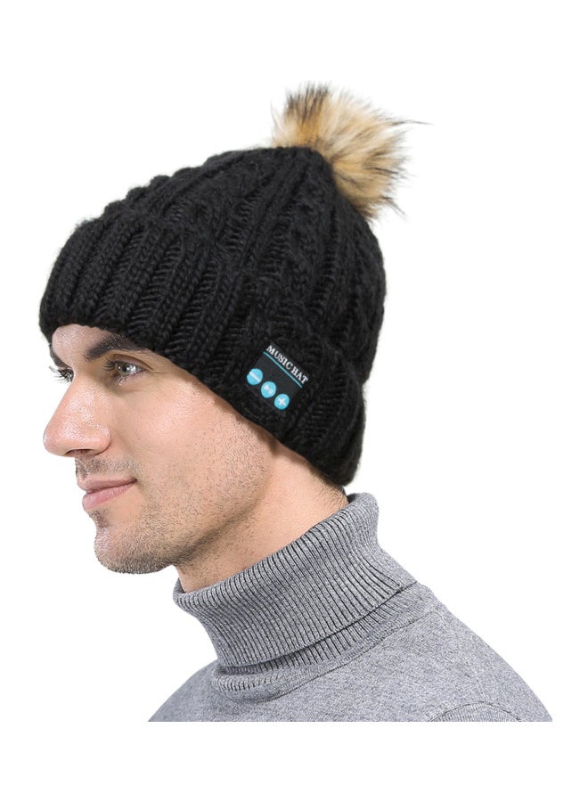 NIBEMINENT Bluetooth Knitted Hat With Mic One Size Black  - Image 4