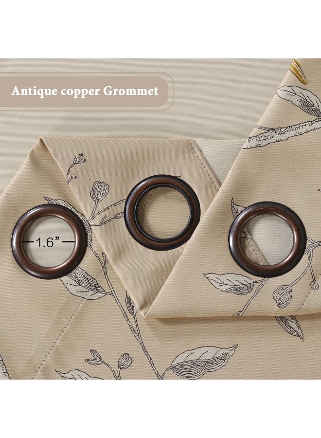 H.VERSAILTEX Blackout Curtains for Bedroom 84 Inches Length Thermal Insulated Birds Rustic Printed Curtain Drapes for Living Room Energy Efficient Room Darkening Home Decoration Pair 2 Panels, Taupe - Image 4