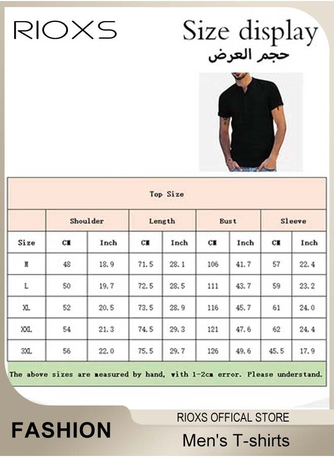 RIOXS - Men's Short Sleeve Shirt, Loose Tops For Men, Casual Shirt for Men, Comfy Breathable Shirt for Travel Work and Daily Wear, Ideal Gift for Grandfather, Dad, Boyfrind or Husband - Image 1