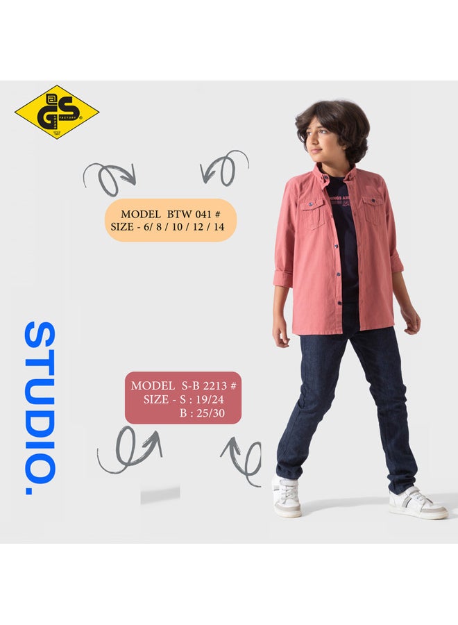 جي@إس قميص كتان صيفي للأولاد مع تيشيرت قطني