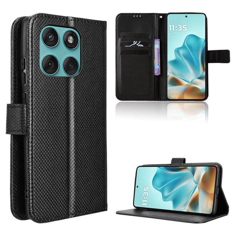 HuHa Case Cover For Motorola Edge 60 Fusion Diamond Texture Leather Phone Case(Black) - Image 1