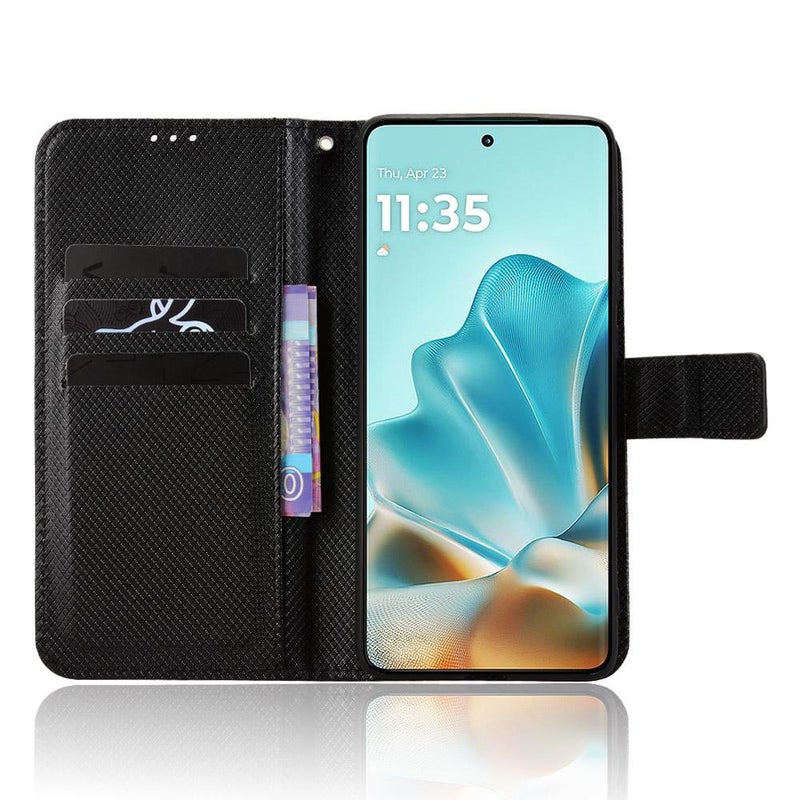 HuHa Case Cover For Motorola Edge 60 Fusion Diamond Texture Leather Phone Case(Black) - Image 4