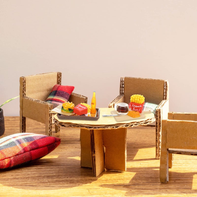 Civaner 38 Pcs Miniature Food Toy Miniature Doll House Accessories Miniatures Play Sets Small Doll Food Dollhouse Foods, Hamburger Fries Soda Milk Juice Fast Foods Set for Pretend Kitchen(Fresh Style) - Image 5