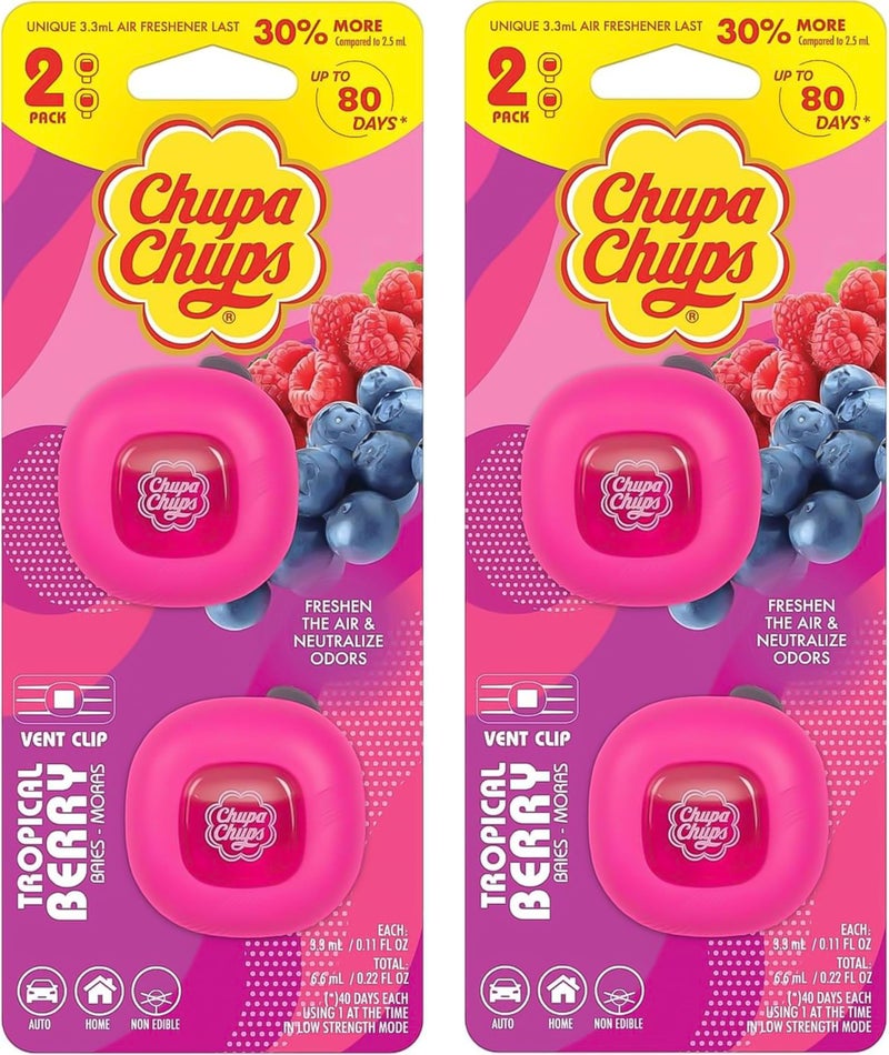 BDK Chupa Chups Car Air Freshener, Tropical Berry - Long Lasting Car Fresheners with Fun Scents, Colorful and Vibrant Air Freshener for Car, Unique Car Freshner Perfume Deodorizer- 2Pack (4pcs Total) - Image 1