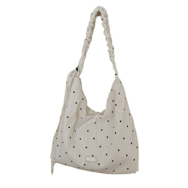 Korean Style Casual Crossbody Canvas Tote Bag with Polka Dot, Large Capacity - Image 5