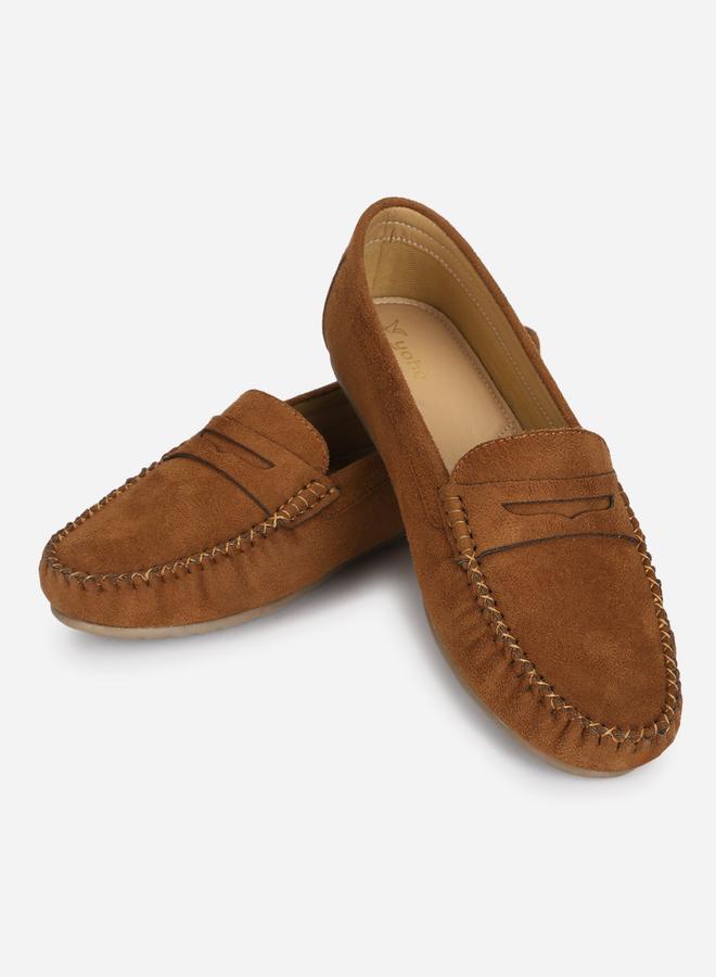 YOHO Brown Suede Look Loafers - Image 3