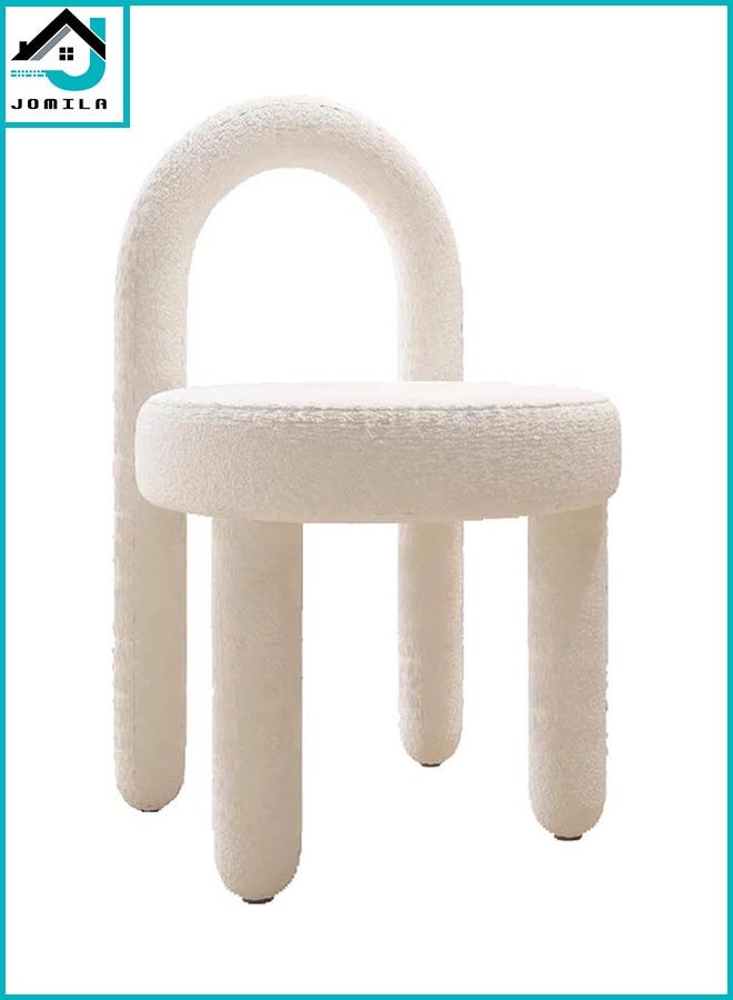 جوميلا كرسي مكياج للزينة كراسي زينة حديثة للمكياج مصنوعة من صوف الحملان المعدني كرسي زينة مع ظهر لغرفة الملابس - Image 1