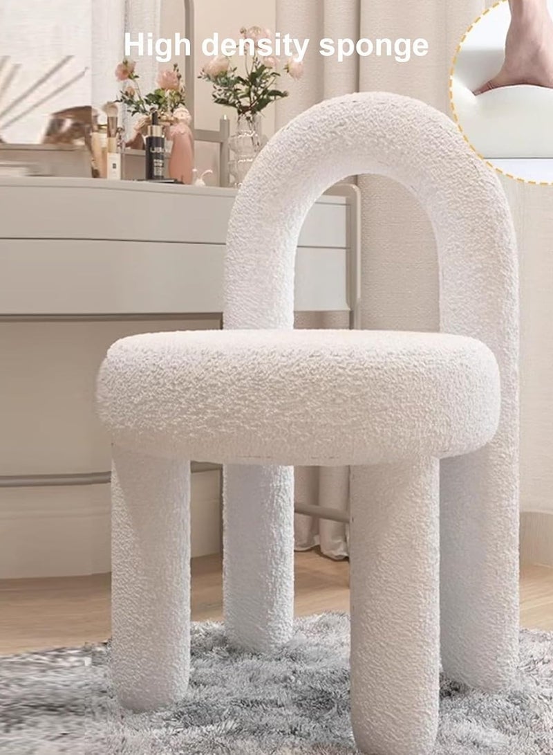 جوميلا كرسي مكياج للزينة كراسي زينة حديثة للمكياج مصنوعة من صوف الحملان المعدني كرسي زينة مع ظهر لغرفة الملابس - Image 4