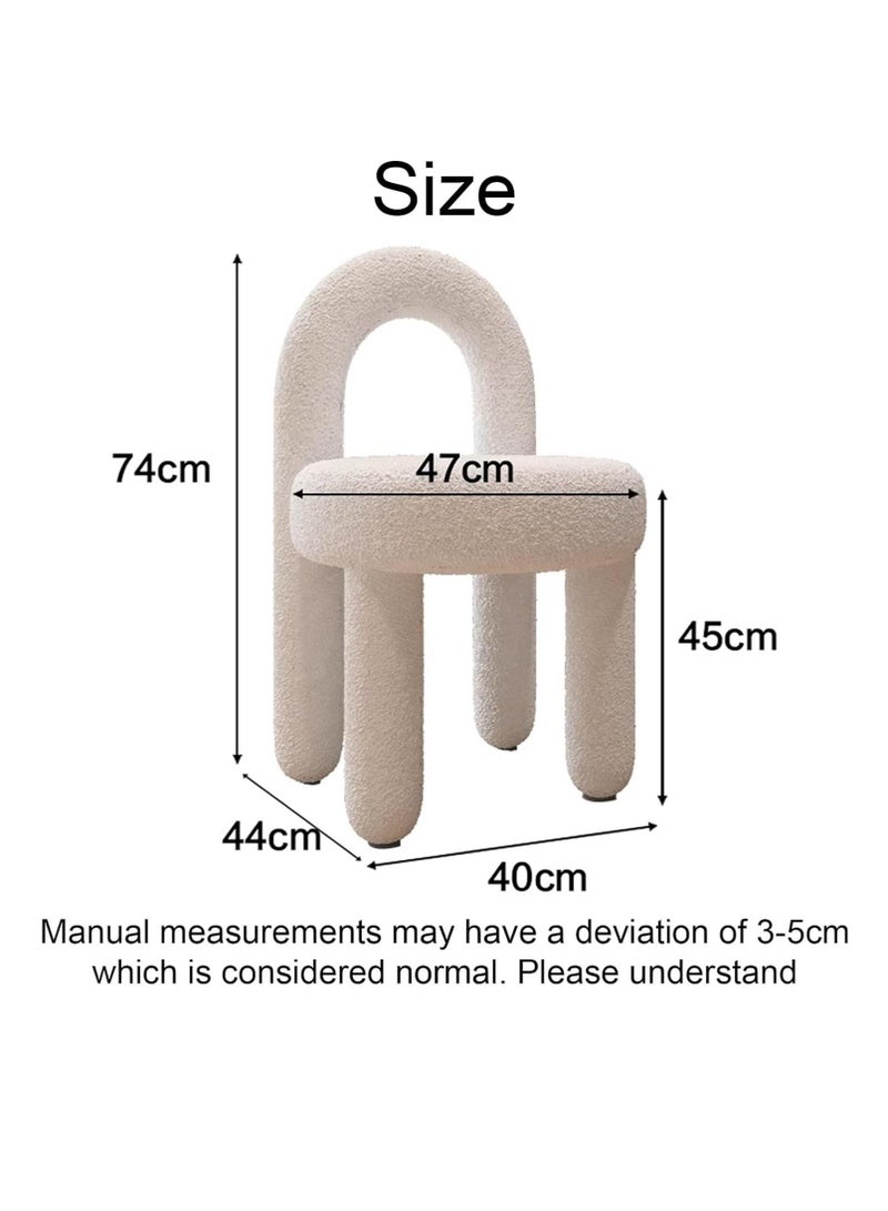 جوميلا كرسي مكياج للزينة كراسي زينة حديثة للمكياج مصنوعة من صوف الحملان المعدني كرسي زينة مع ظهر لغرفة الملابس - Image 3