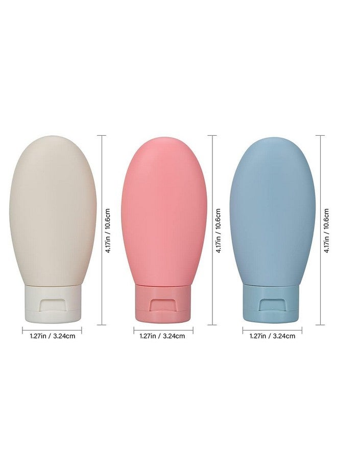 RAALIYA 3 Pcs Travel Bottles Set, 60ML Travel Bottles & Containers, Small Mini Leak Proof Empty Plastic Squeeze Bottles for Travel Toiletries, Shampoo and Conditioner with Storage Bag (Multicolor) - Image 2