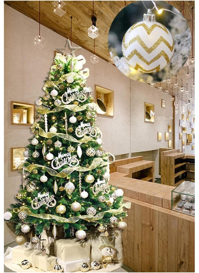 Geek-M 30 Pieces Balls Ornaments,60Mm Goldandwhite Painted Shatterproof Festive Wedding Hanging Ornaments Tree Decoration  - Image 5