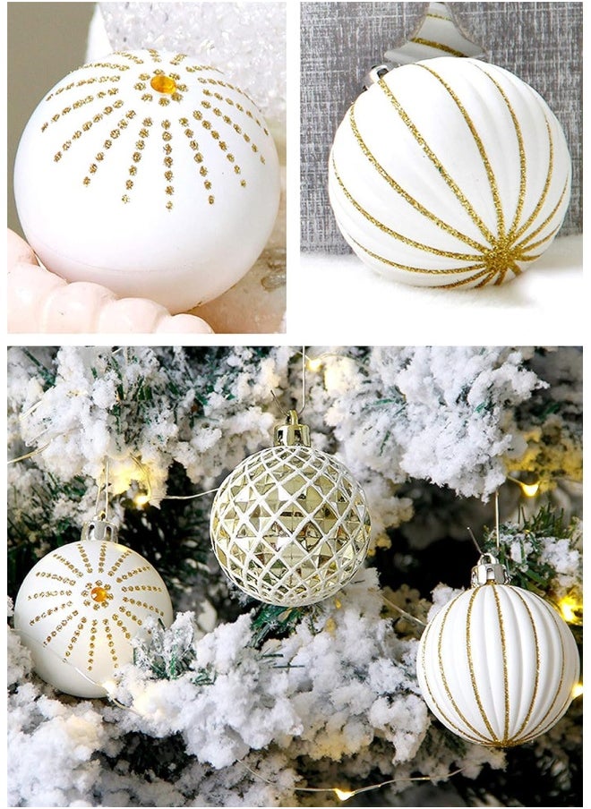 Geek-M 30 Pieces Balls Ornaments,60Mm Goldandwhite Painted Shatterproof Festive Wedding Hanging Ornaments Tree Decoration  - Image 4