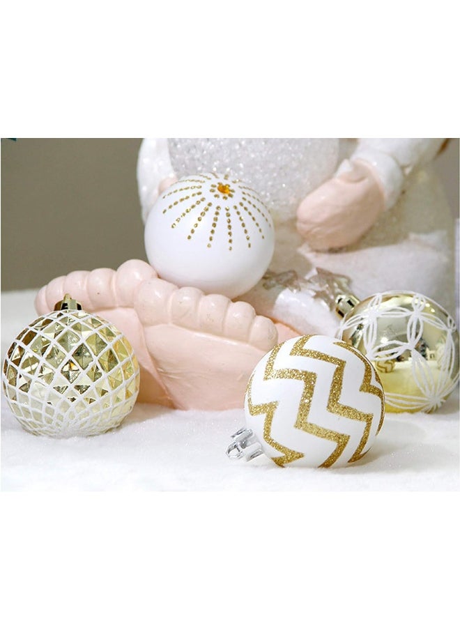 Geek-M 30 Pieces Balls Ornaments,60Mm Goldandwhite Painted Shatterproof Festive Wedding Hanging Ornaments Tree Decoration  - Image 2