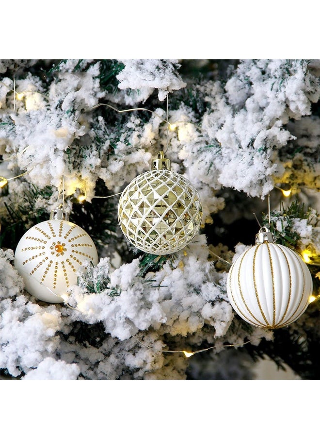 Geek-M 30 Pieces Balls Ornaments,60Mm Goldandwhite Painted Shatterproof Festive Wedding Hanging Ornaments Tree Decoration  - Image 3