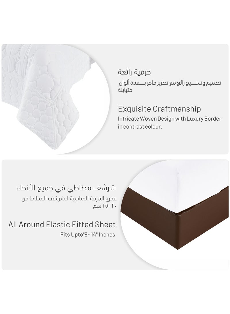 Donetella 3-Piece Quilted Compressed Comforter Set For All Season Microfiber White Single Size - Image 4