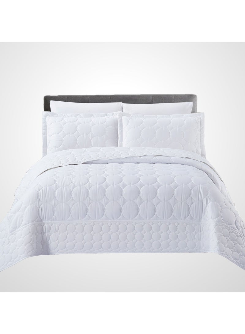 Donetella 3-Piece Quilted Compressed Comforter Set For All Season Microfiber White Single Size - Image 1