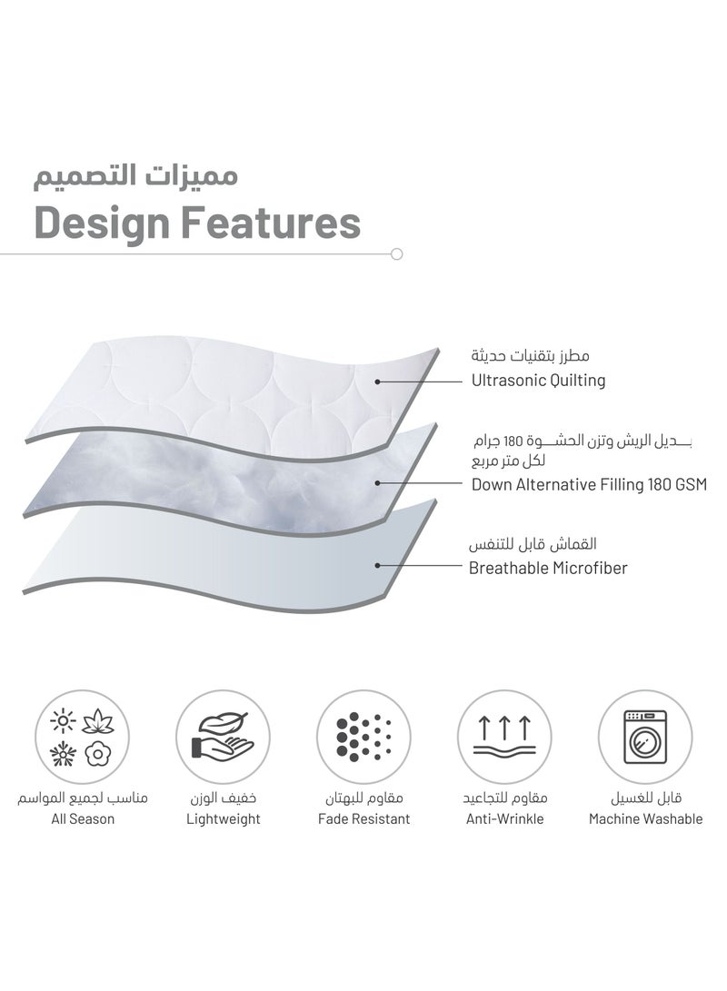 Donetella 3-Piece Quilted Compressed Comforter Set For All Season Microfiber White Single Size - Image 5