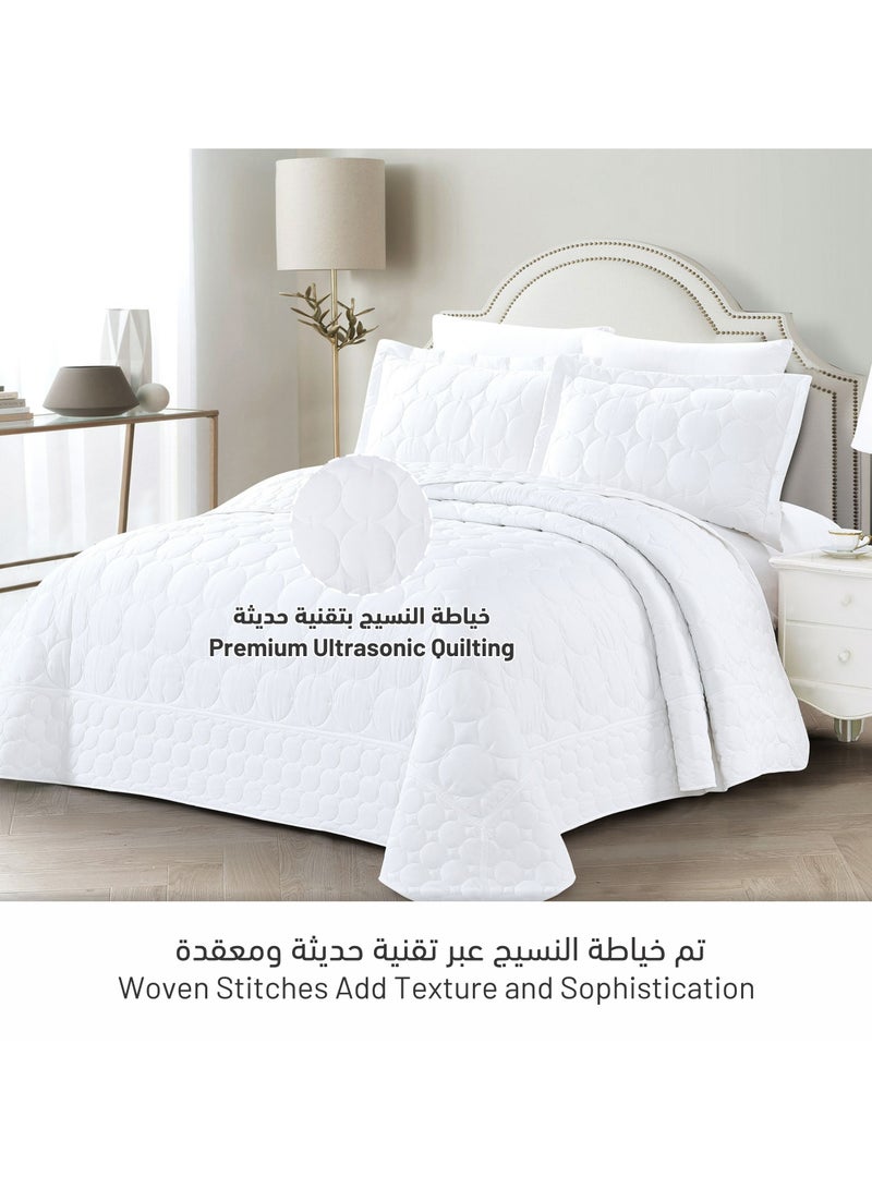 Donetella 3-Piece Quilted Compressed Comforter Set For All Season Microfiber White Single Size - Image 3