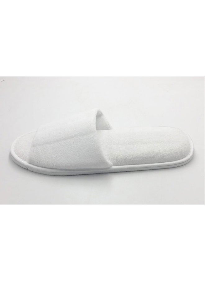 Travelwell 12 Pairs per Case Open Toe Terry Spa Slippers Bulk Hotel Unisex Slippers for Women and Men White  - Image 2