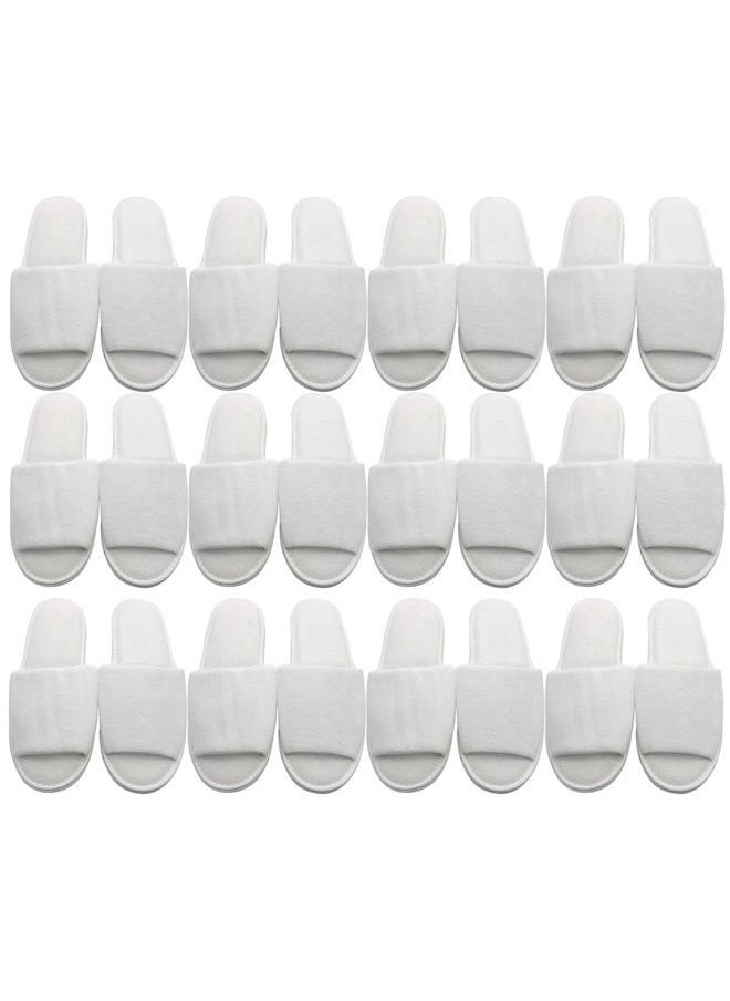 Travelwell 12 Pairs per Case Open Toe Terry Spa Slippers Bulk Hotel Unisex Slippers for Women and Men White  - Image 1