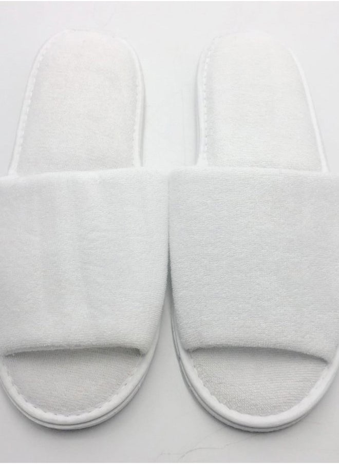 Travelwell 12 Pairs per Case Open Toe Terry Spa Slippers Bulk Hotel Unisex Slippers for Women and Men White  - Image 3